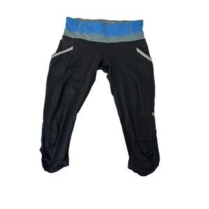 Lululemon Run a Marathon Crop Pant Womens 4 Black Running Stretch Legging GH14-1